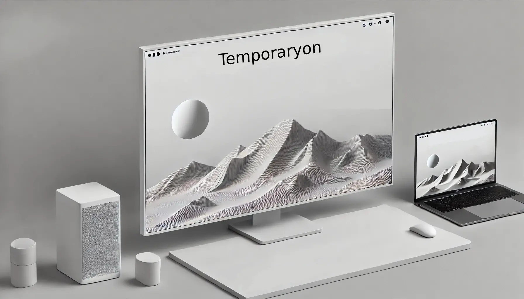 Temporaryon, a modern minimalist design symbolizing timely and reliable information dissemination